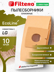 Мешки-пылесборники Filtero LGE 03 ECOLine XL, 10 шт + микрофильтр, бумажные
