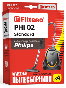 Мешки-пылесборники Filtero PHI 02 Standard, 4 шт, бумажные