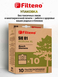 Мешки-пылесборники Filtero SIE 01 ECOLine XL, 10 шт + микрофильтр, бумажные