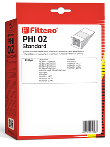 Мешки-пылесборники Filtero PHI 02 Standard, 4 шт, бумажные