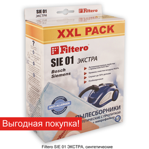 Мешки-пылесборники Filtero SIE 01 XXL Pack ЭКСТРА, 8 шт + микрофильтр, синтетические