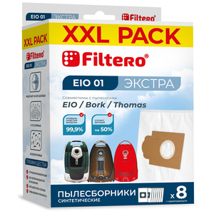 Мешки-пылесборники Filtero EIO 01 XXL Pack ЭКСТРА, 8 шт + микрофильтр, синтетические