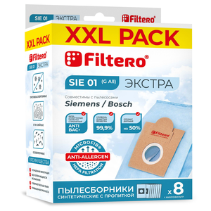 Мешки-пылесборники Filtero SIE 01 XXL Pack ЭКСТРА, 8 шт + микрофильтр, синтетические