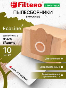 Мешки-пылесборники Filtero SIE 01 ECOLine XL, 10 шт + микрофильтр, бумажные
