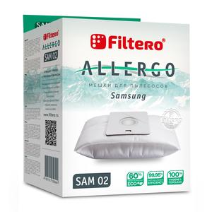 Мешки для пылесосов Filtero Allergo SAM 02, 4 штуки, моторный и микрофильтр, синтетические