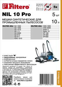 Filtero NIL 10 Pro, 5 шт, мешки синтетические, сменные